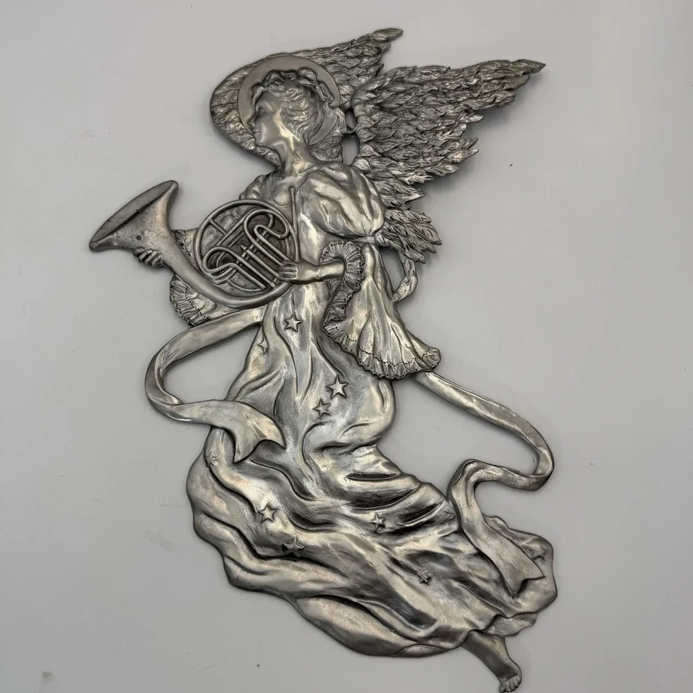 Vintage Set Of 2 Cast Seagull Pewter Angel 1990